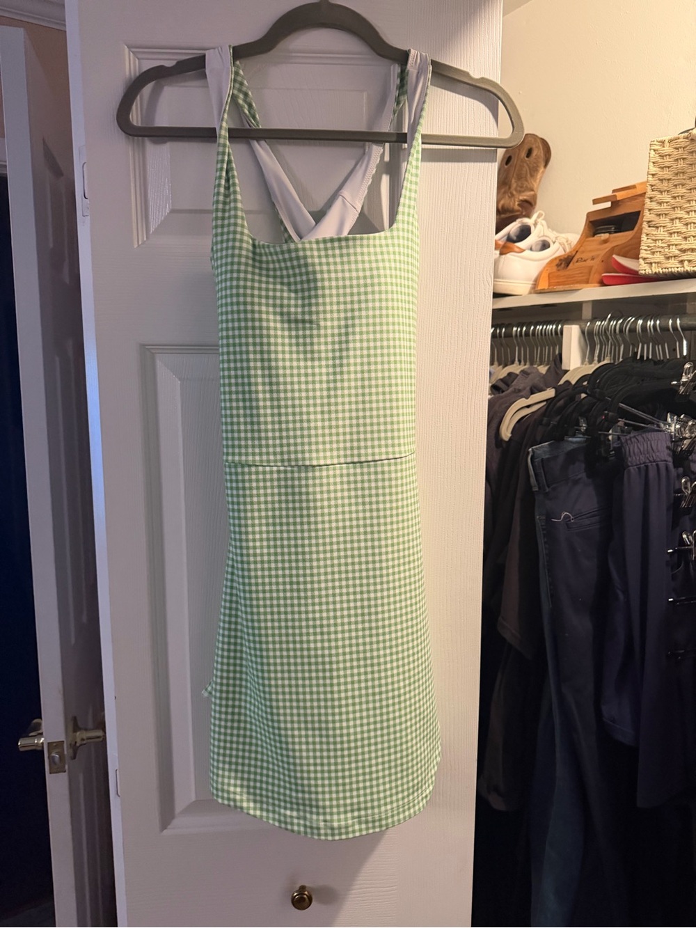 Abercrombie & Fitch Light Green Gingham Mini Dress